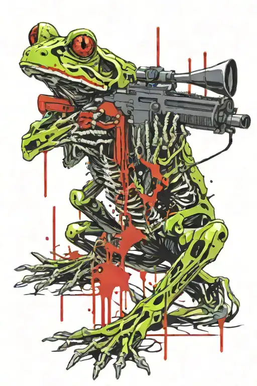 frog skeleton with m4 rifle tattoo design idea