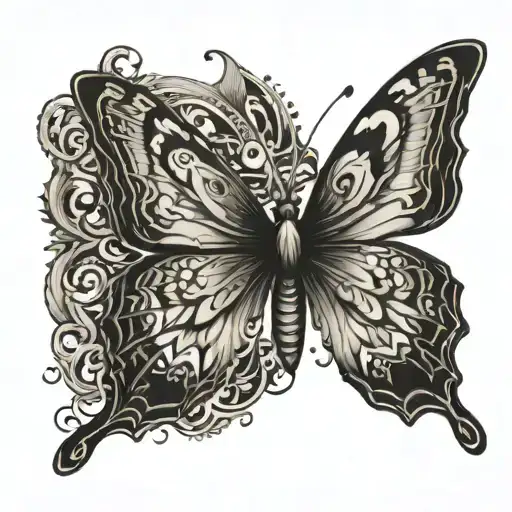 butterfly tribal chest tattoo design idea