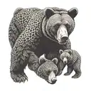 mama bear and 2 cubs tattoo design idea