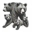 mama bear and 2 cubs tattoo design idea
