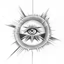 Icarus falling, clouds, famous Greek mythological god/goddess, a sun, an eye  tattoo design idea