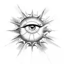 Icarus falling, clouds, famous Greek mythological god/goddess, a sun, an eye  tattoo design idea