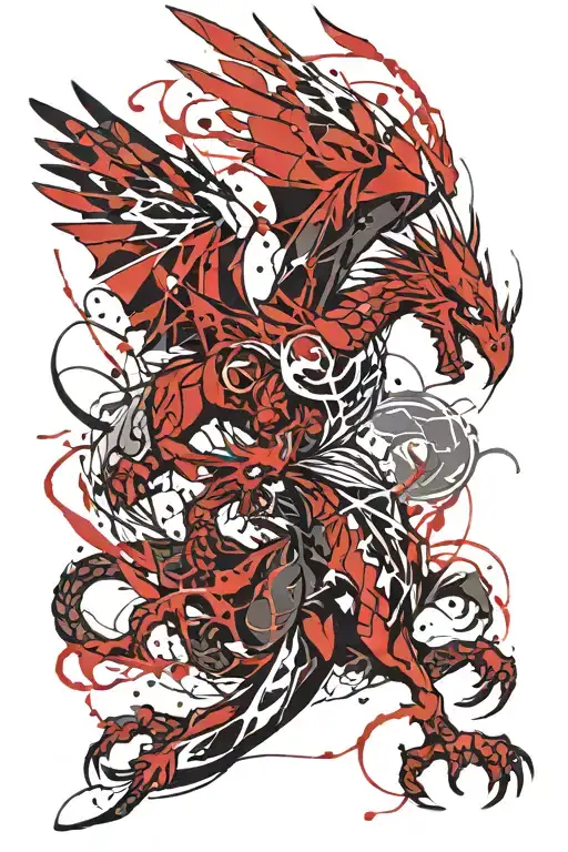 dragon flying eagle tattoo design idea