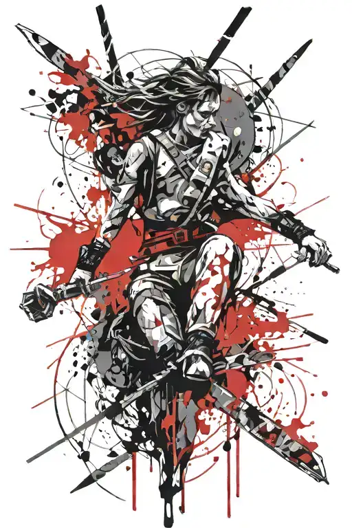 warrior style with hidden meaning of purpose, strength and persistency tattoo design idea