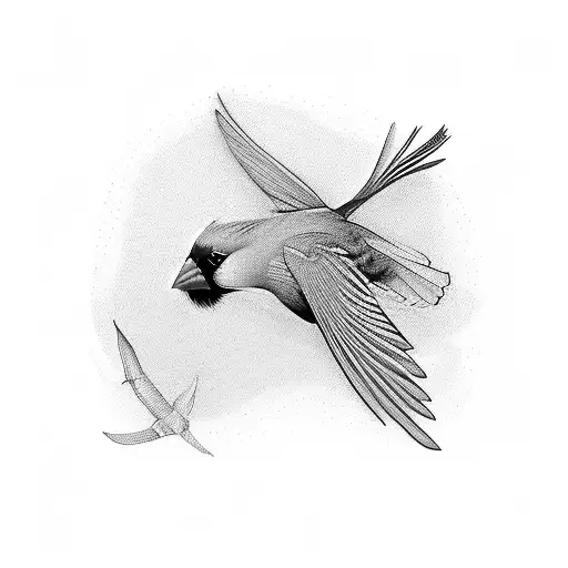 Red cardinal flying tattoo design idea