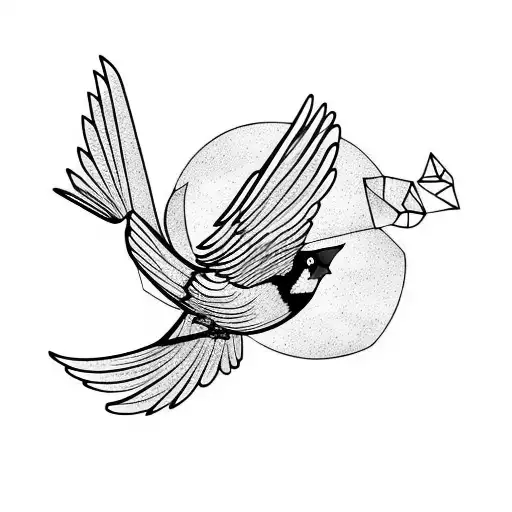 Red cardinal flying tattoo design idea