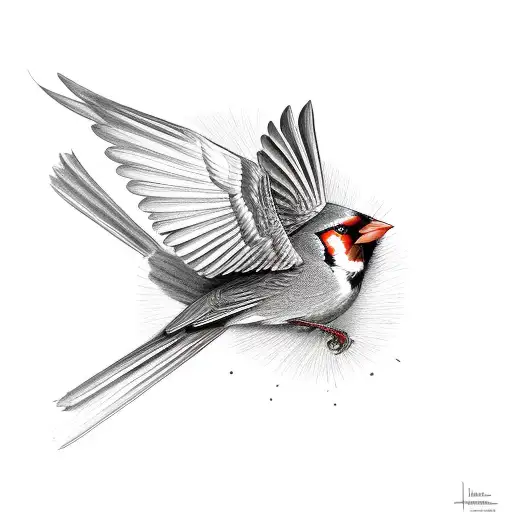 Red cardinal tattoo design idea