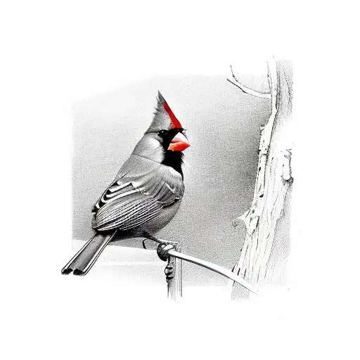 Red cardinal tattoo design idea