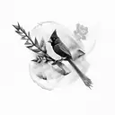 Red cardinal flying tattoo design idea