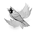 Red cardinal flying tattoo design idea