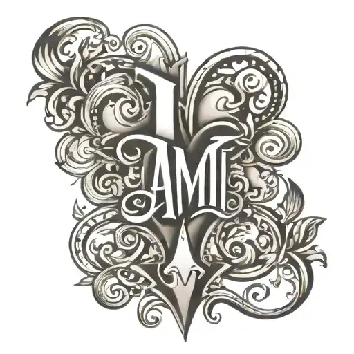 "Ami" name - 'i' with heart on it tattoo design idea