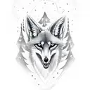 A maned wolf with a skeleton patterned fur, playing a guitar under a starry sky, combining the client's favorite things in a mystical and artistic tattoo design tattoo design idea