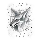 A maned wolf with a skeleton patterned fur, playing a guitar under a starry sky, combining the client's favorite things in a mystical and artistic tattoo design tattoo design idea