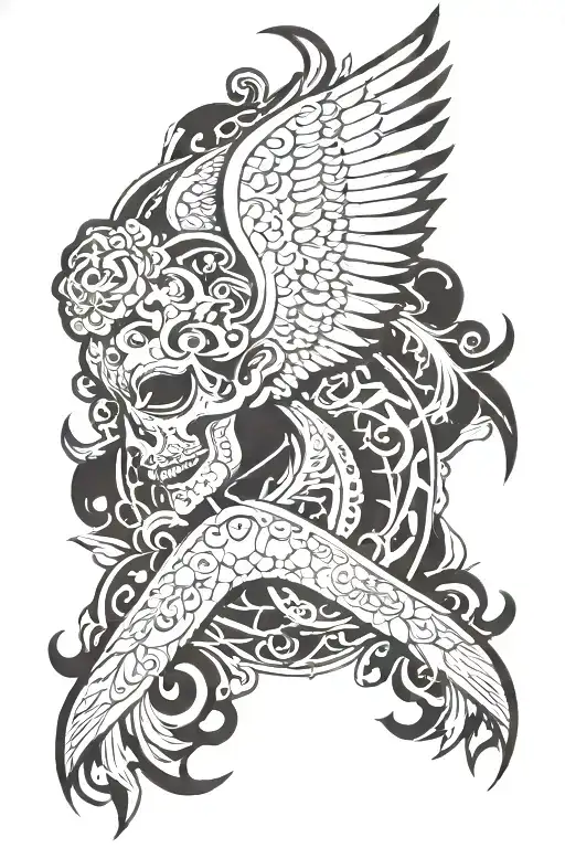 Samari half back Gabriel Angel other half back tattoo design idea