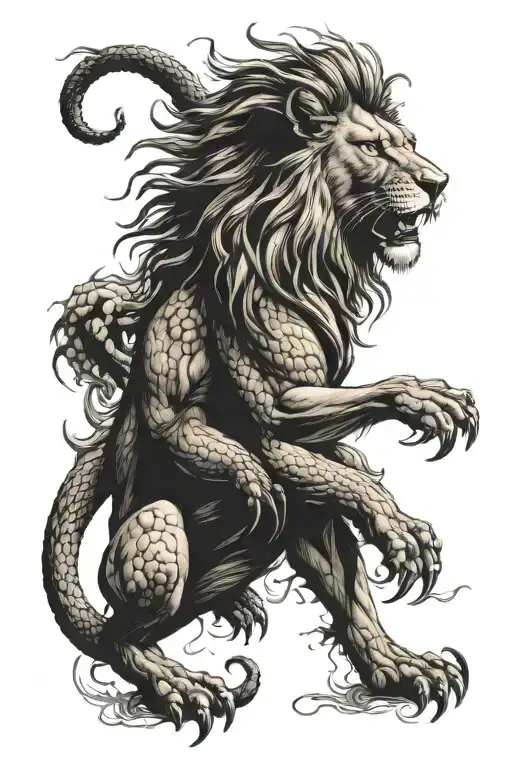 lion or dragon tattoo design idea