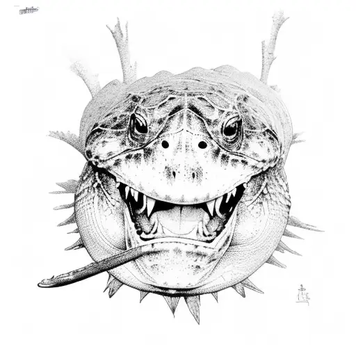 angry snapping turtle tattoo design idea