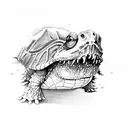angry snapping turtle tattoo design idea