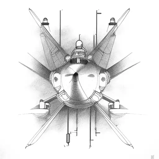 Engineering drawings and aviation tattoo design idea