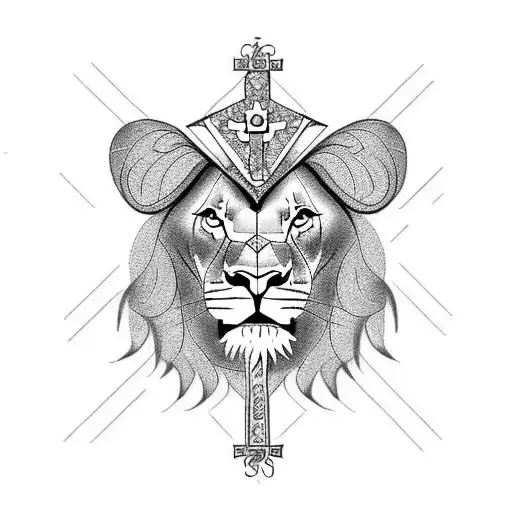 feminine lion with cross and bible verse for a sleeve tattoo tattoo design idea