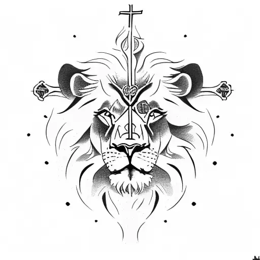 lion with cross and bible verse for a sleeve tattoo tattoo design idea