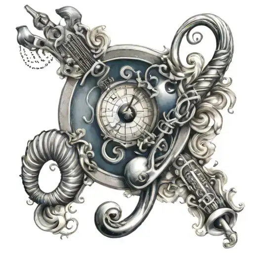 Aquarius horoscope with music themed tattoo tattoo design idea