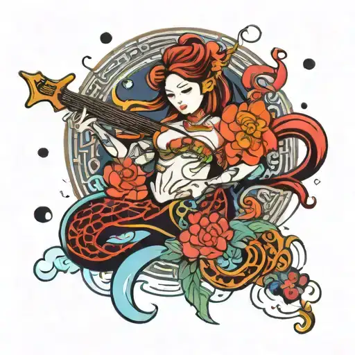 Aquarius horoscope with music themed tattoo tattoo design idea