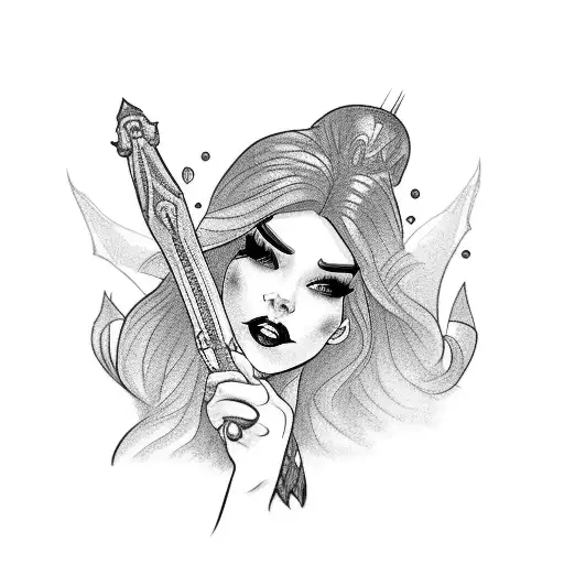 a disney princess as a vampire, black lips tattoo design idea