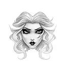 a disney princess as a vampire, black lips tattoo design idea