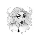 a disney princess as a vampire, black lips tattoo design idea