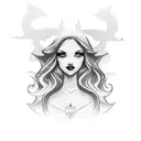 a disney princess as a vampire, black lips tattoo design idea