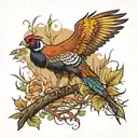 pheasant hunting scene tattoo design idea