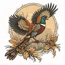 pheasant hunting scene tattoo design idea