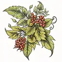 willow leaf and rowan leaf intertwined tattoo design idea