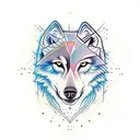 two different wolves conjoined together in neotraditional tattoo design idea