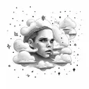 the word: "dream big" with clouds and stars  tattoo design idea