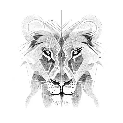 lion with two cubs tattoo design idea