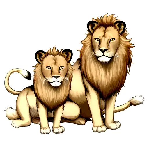 lion with two cubs tattoo design idea