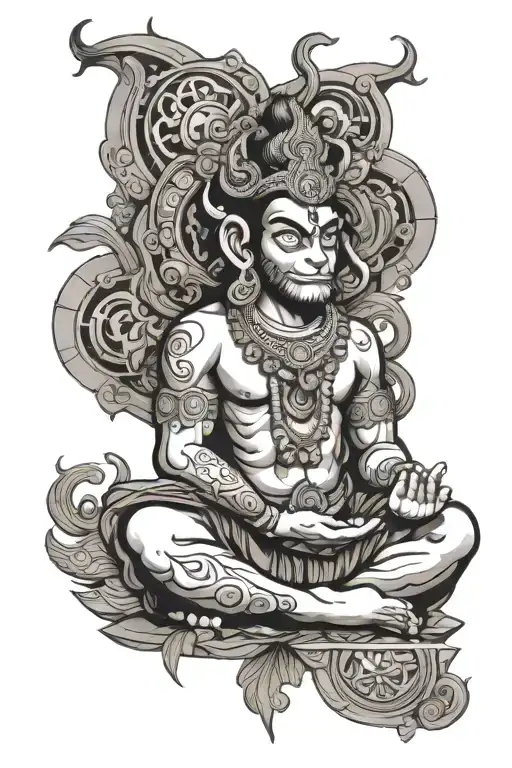 Hanuman meditating tattoo design idea