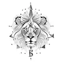 Lion + compass tattoo design idea