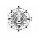 Lion + compass tattoo design idea