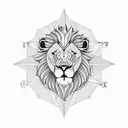 Lion + compass tattoo design idea