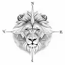 Lion + compass tattoo design idea