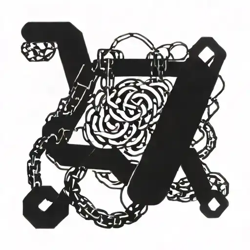 chain composed of numbers 0 and 1, organized in links, conveying the feeling of liberation and technology tattoo design idea