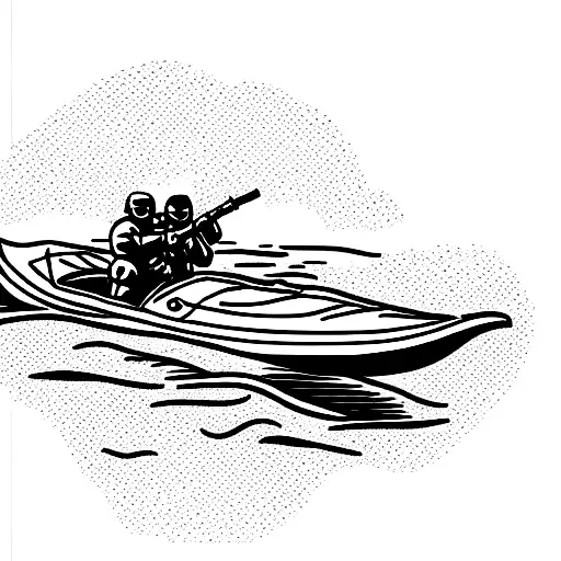 navy seals carying a rubber boat tattoo design idea