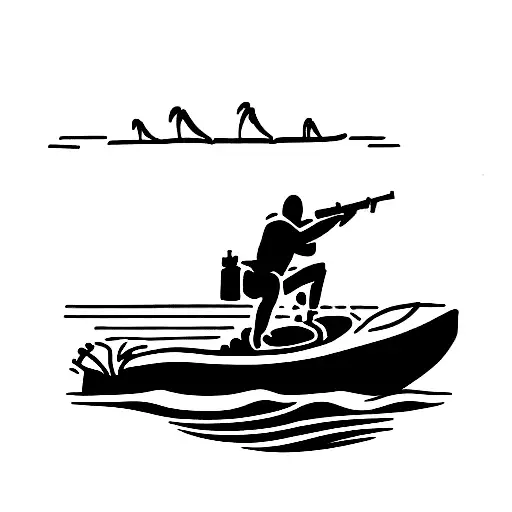 navy seals carying a rubber boat tattoo design idea