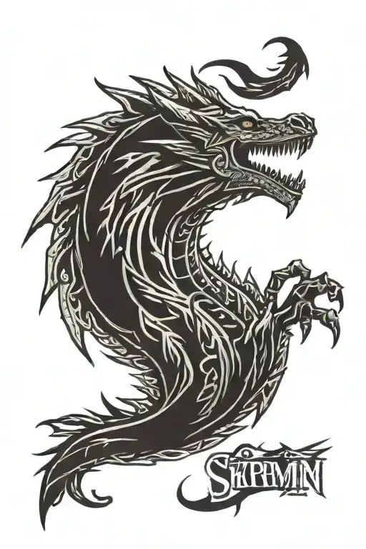 skyrim dragon logo tattoo design idea