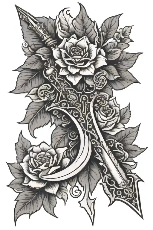 skyrim dagger flowers tattoo design idea