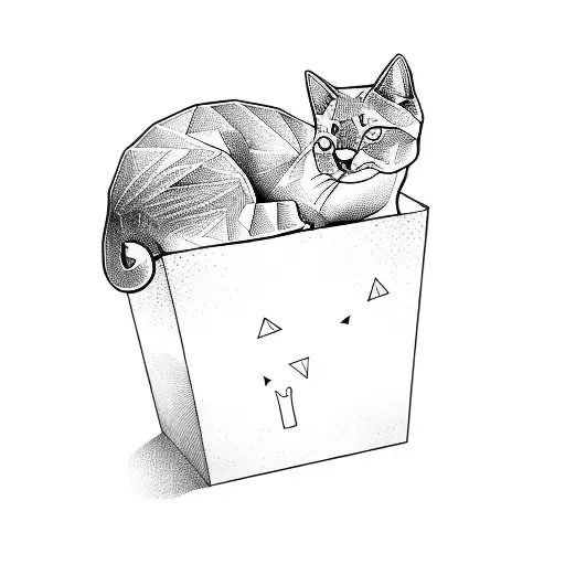 a cat laying on top of a box tattoo design idea