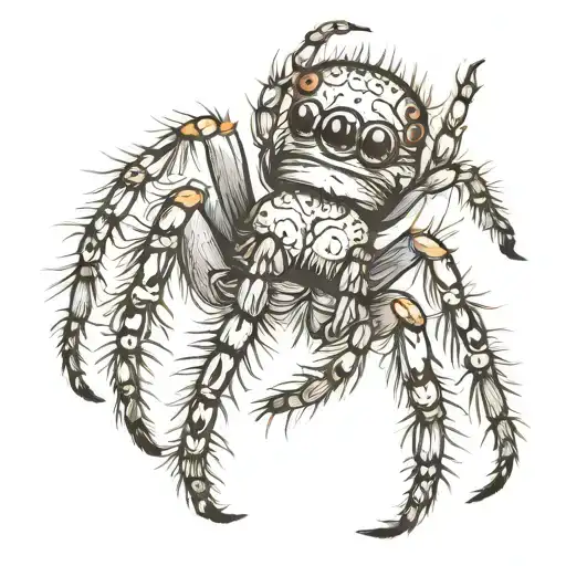 jumping spider outline tattoo design idea
