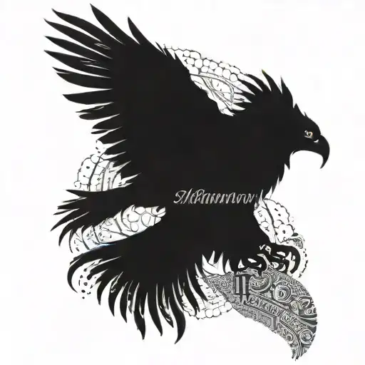 An intricate design of an eagle with the scripture Philippians 4:13 woven into the feathers tattoo design idea